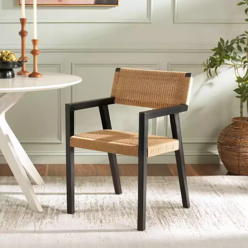 Jolene Woven Rope Dining Chair - DCH1015 - Black/Natural - Safavieh
