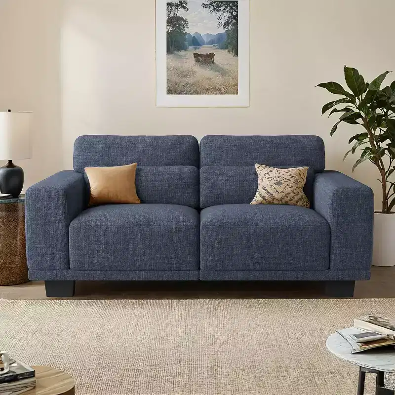 Gray 2-Seater Loveseat, Wide Armrests, Deep Seat, Washable Cover