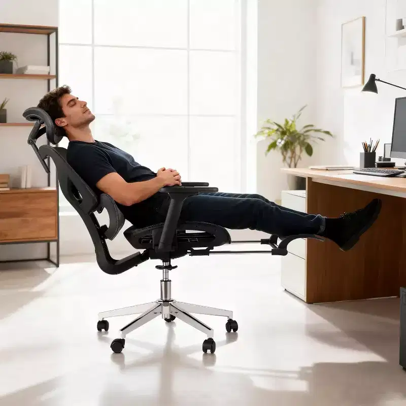 Acekool Ergonomic Mesh Office Chair with Footrest, 4D Armrests & Adjustable Lumbar for Home or Gaming Room