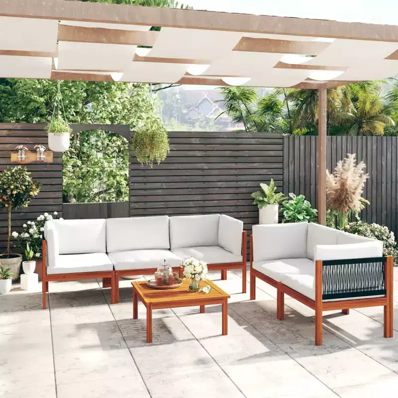 vidaXL Garden Lounge Set Cream Solid Acacia Wood Moderate Durable