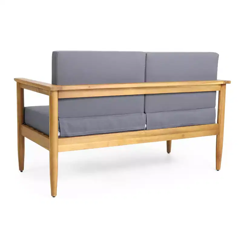 5pc Magnolia Patio Acacia Wood 7 Seater Chat Set - Teak/Dark Gray - Christopher Knight Home