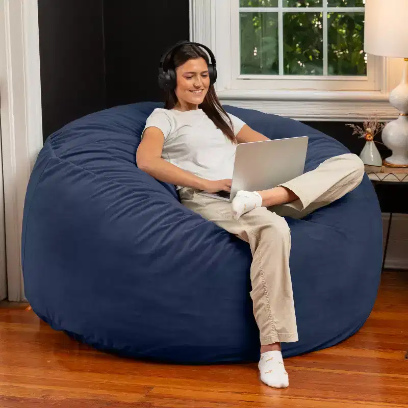 Jaxx 5 Foot Saxx - Large Round Bean Bag Chair for Adults - Lush Velvet
