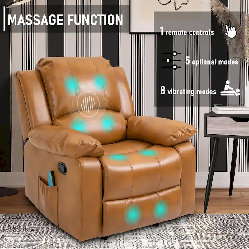 Clihome Faux Leather Recliner Chair with Massage