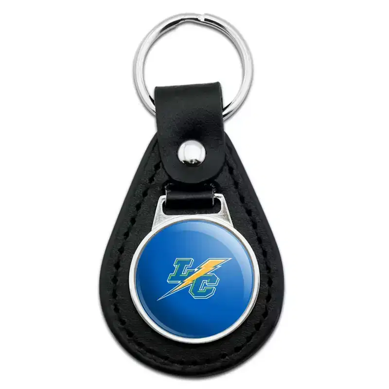 Lehman College Primary Logo Black Leather Keychain