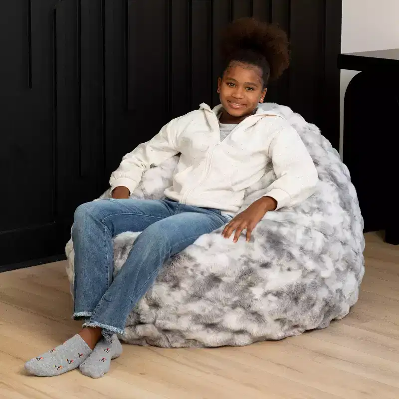 Raven-Symon Home Lil' Cuddler Cocoon Jr Kids Faux Fur Bean Bag Crash Pad & Lounger