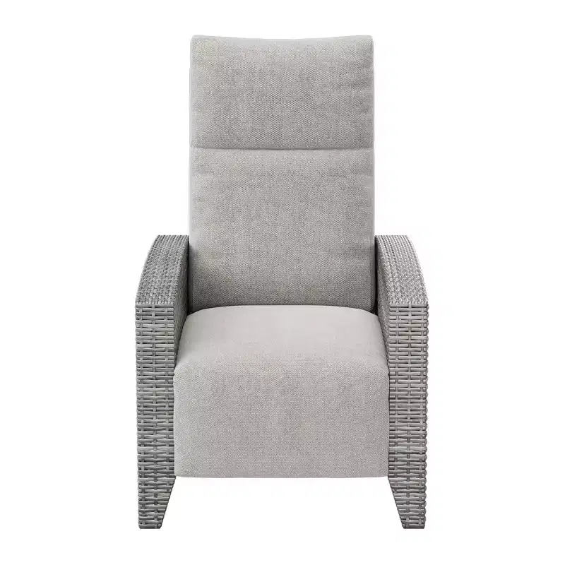 Wicker Recliner Chair with Adjustable Back & Footrest,150 Lay Flat Rattan Reclining Patio Chair with Extendable Side Table & Air Pump