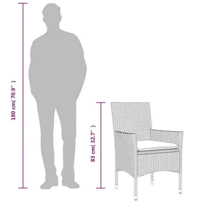 vidaXL Patio Chairs with Cushions 2 pcs Poly Rattan