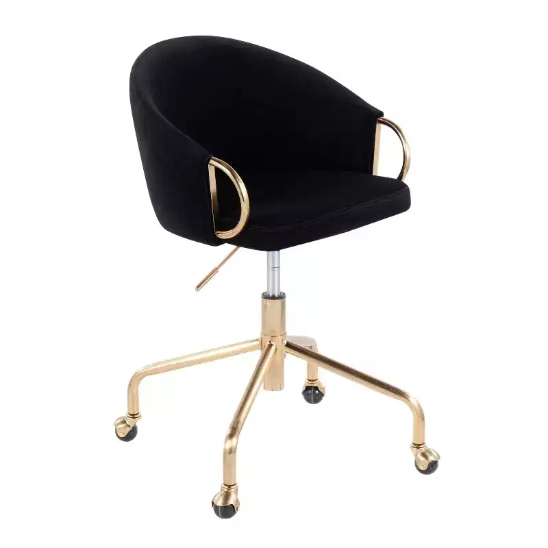 Velvet Task Chair with Arms – Adjustable Height, Swivel, 250 lb Capacity