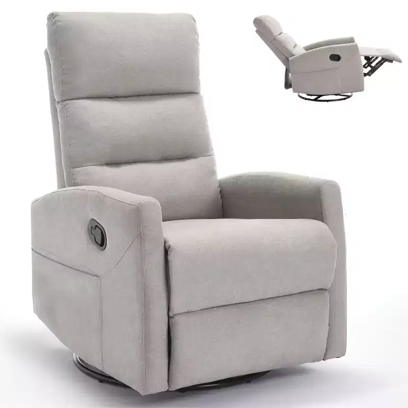 360 Swivel Rocking Recliner Chair, Upholstered Fabric Accent Chair