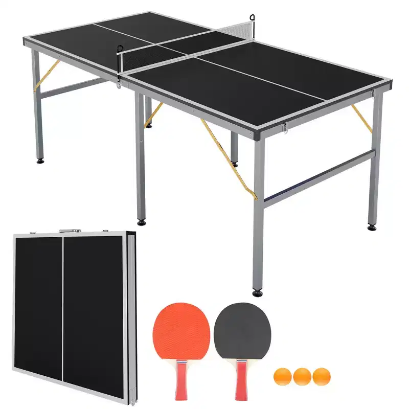 Black / Red 2-Person Nesting Accent Table Set – Metal Frame & MDF Top
