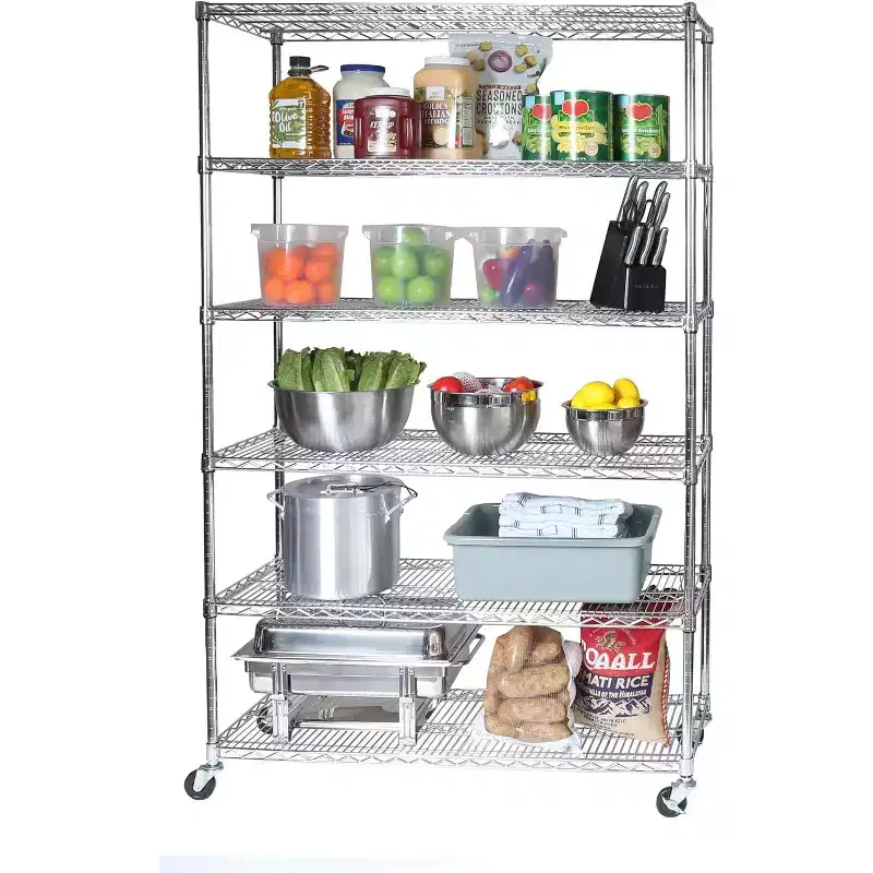 Seville Classics UltraDurable 6-Tier NSF Steel Wire Shelving Unit, 48 W x 18 D x 75 H