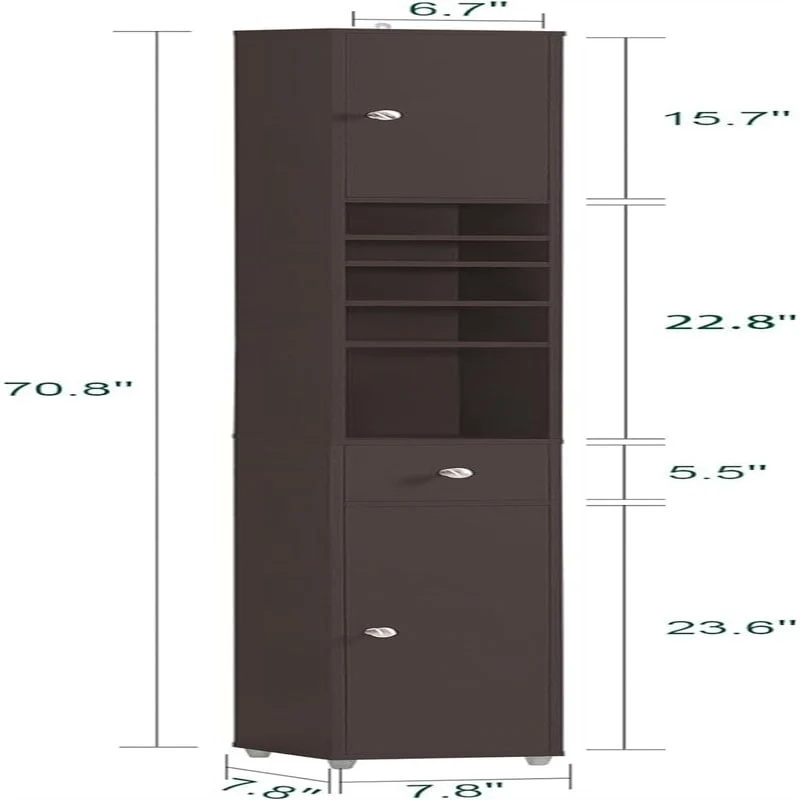 Black Bathroom Tall Cabinet - 7.87D x 7.87W x 70.87H