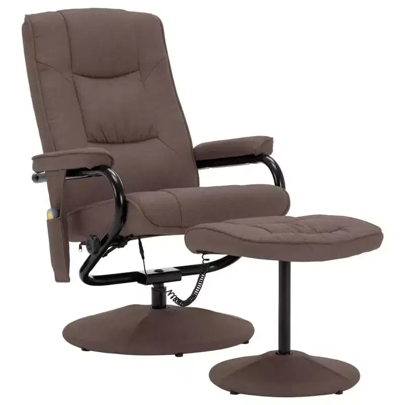 vidaXL Massage Recliner Brown Polyester Standard Swivel - Brown