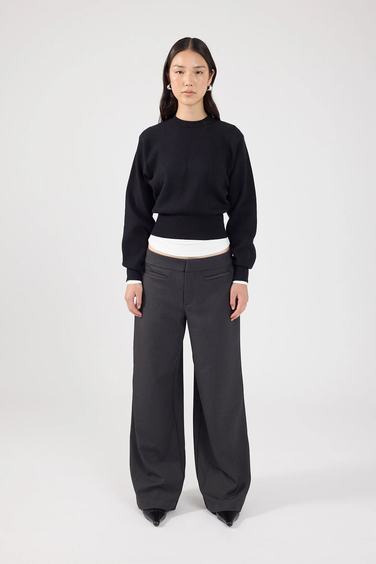 Crew Neck Knit Jumper Black