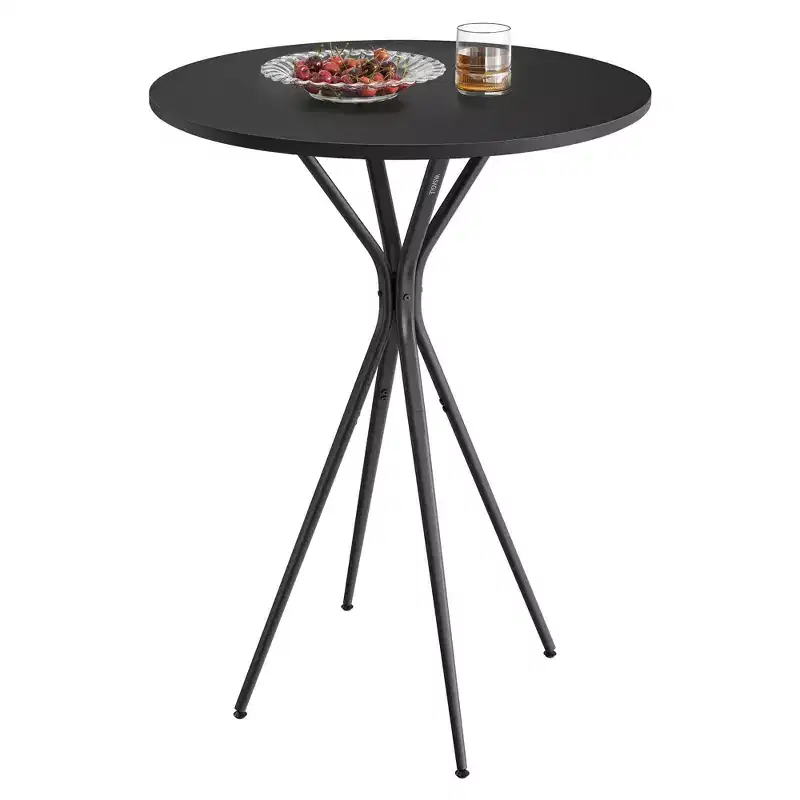 23.6 Round Bar Table - X-Leg Cocktail Pub Table for Kitchen/Party, Sturdy Metal Frame, Easy Assembly