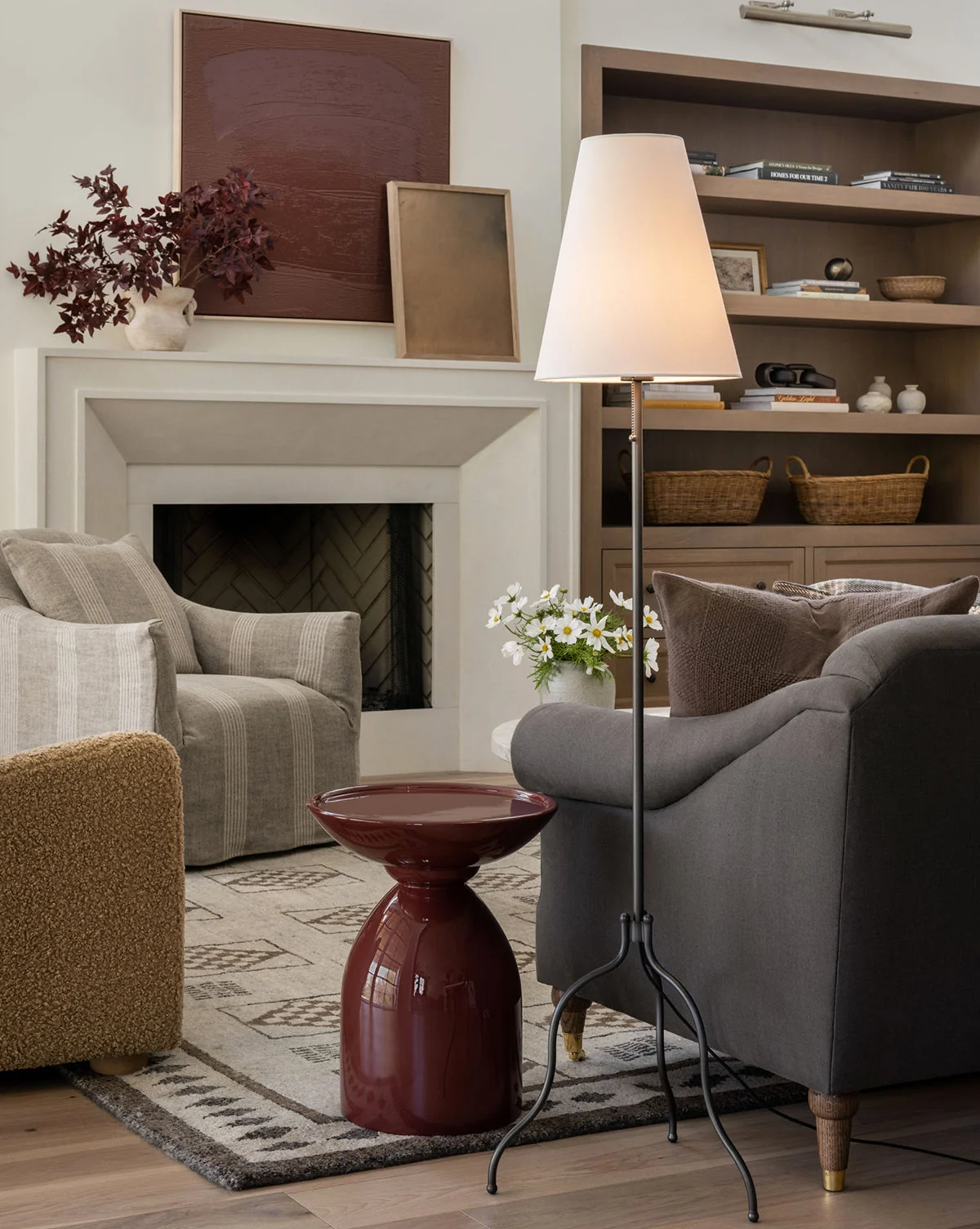 Scandinavian Wood Side Table with Minimalist Design for Living Room