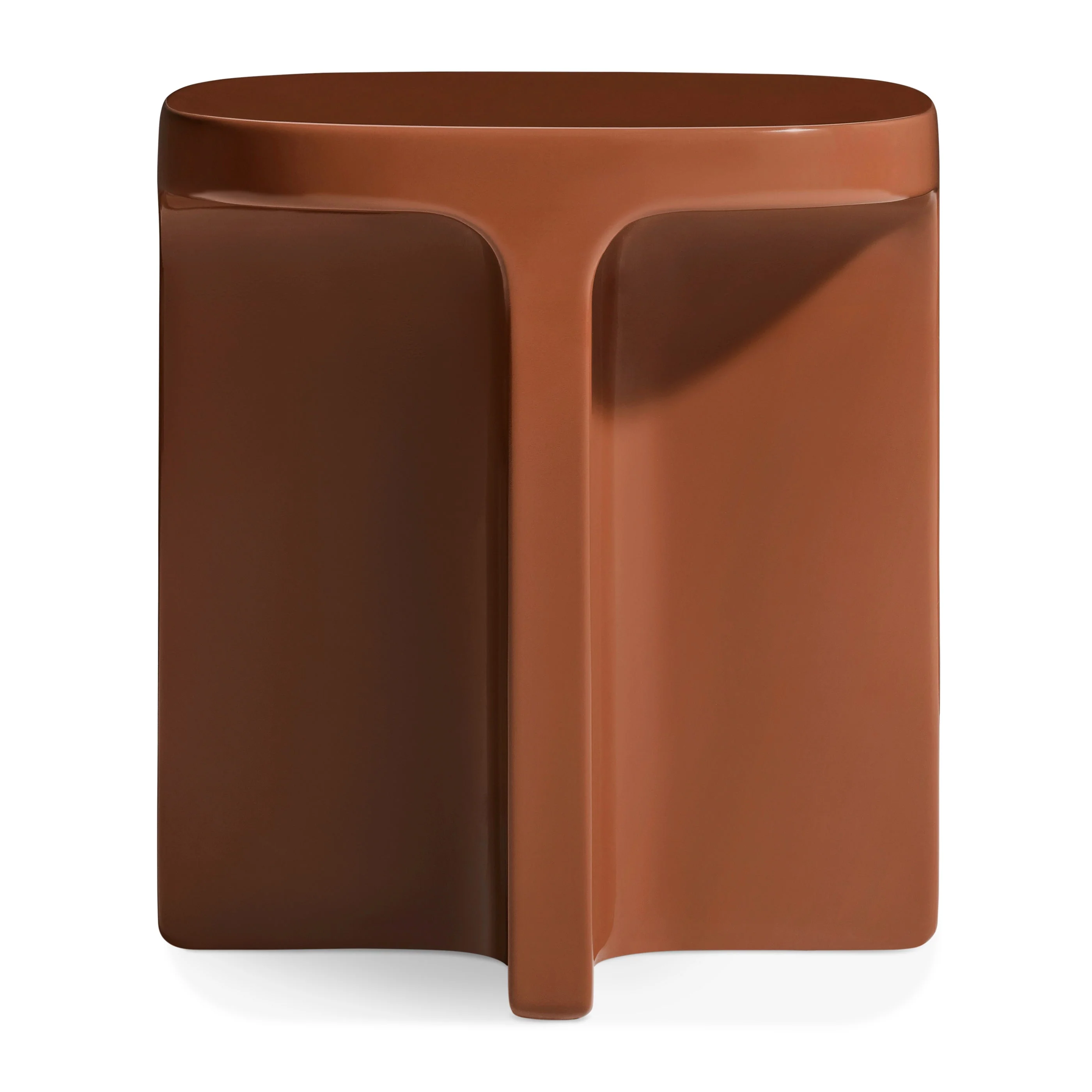 Playful Rust Concrete Side Table with Monolithic T-Shape for Living Room