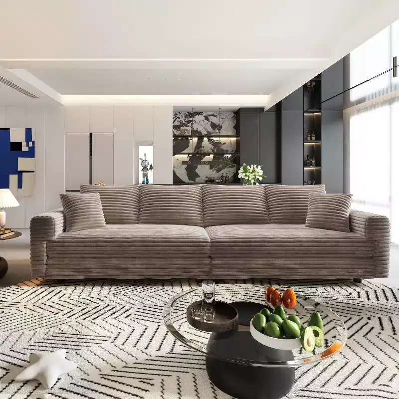 MAYEERTY Modern Comfy Upholstered Sofa Cloud Deep Seat Couches with Soft Pillows for Living Room Bedroom Office Brown