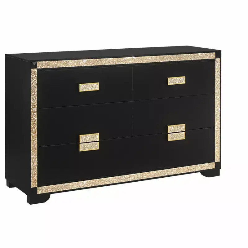 20.25 in H Chip Board Horizontal Dresser with 4 Drawers in Black