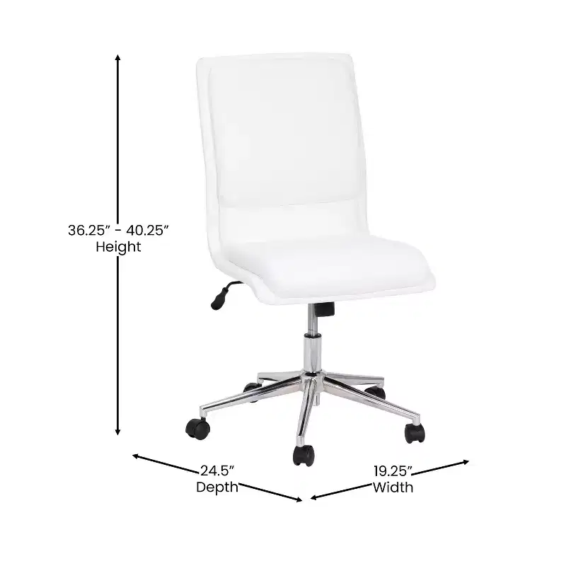 Mid-Back Armless Swivel Task Office Chair Bonded Leather Adjustable Metal Base