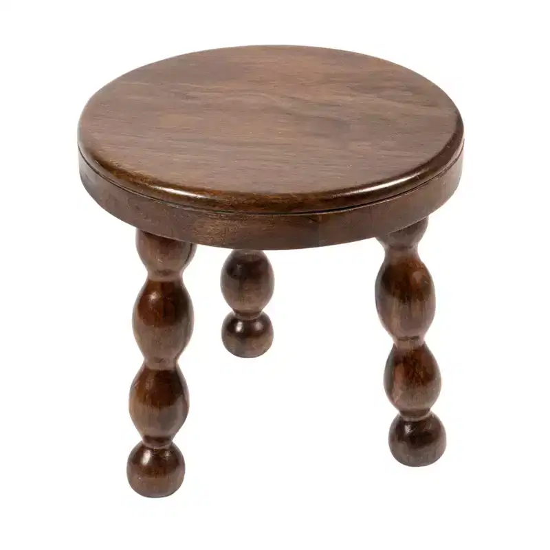 Storied Home Round Mango Wood Accent Table with Dowel Tri-Pod Legs in Walnut