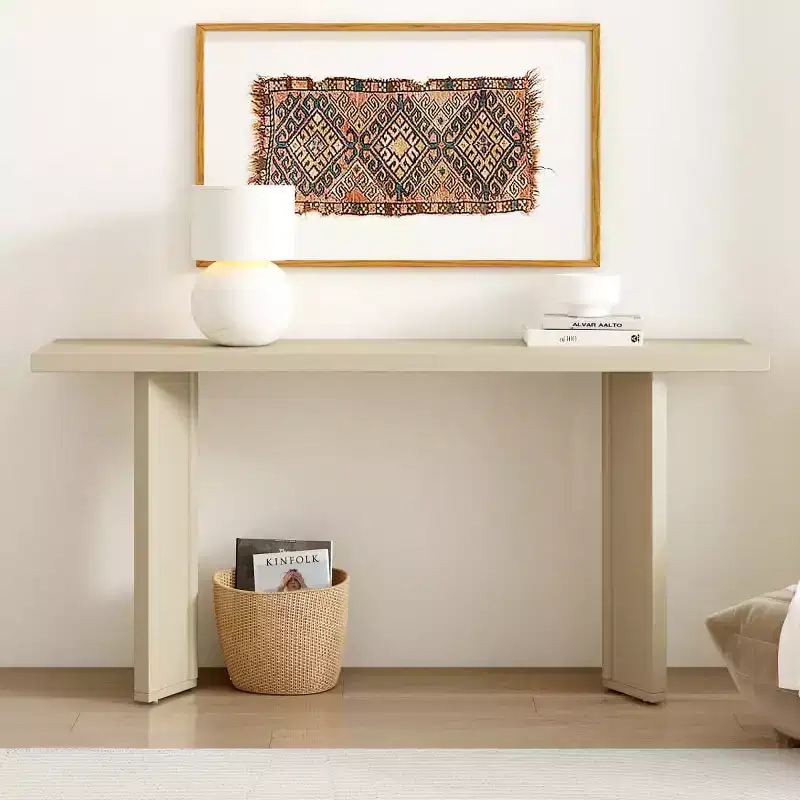 Modern Entryway Console Table with Pine Veneer and Geometric Legs, Slim Hallway or Sofa Table for Entryway, Living Room - Panipeachy