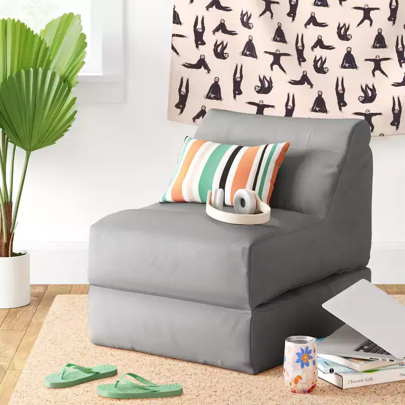 Fold-Out Dorm Lounge Seat Gray - Room Essentials™
