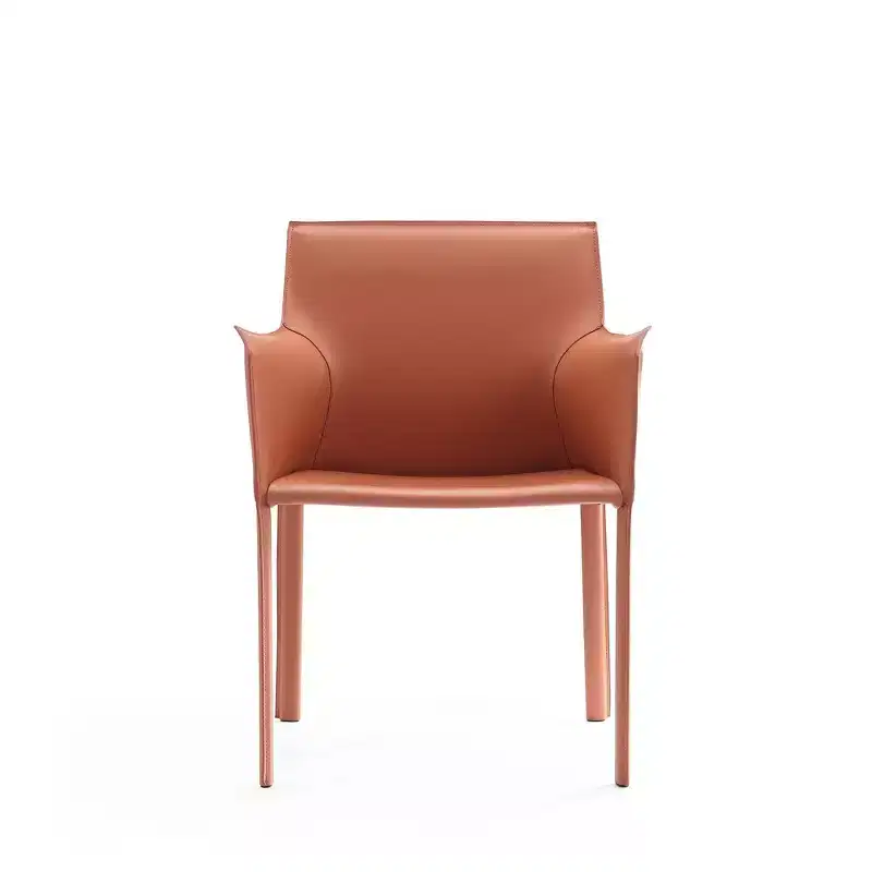 Saddle Faux Leather Armchair Modern Dining Chair Metal Frame Fully Assembled
