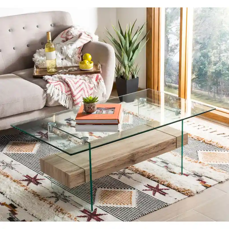 Modern Glass Coffee Table - 43.3 x 23.6 x 16.5