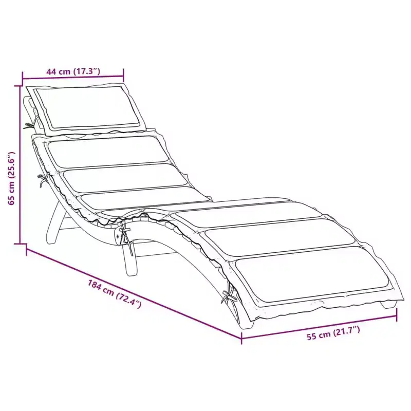 vidaXL Sun lounger21.65 x 72.44 x 25.20 in Solid Acacia Wood
