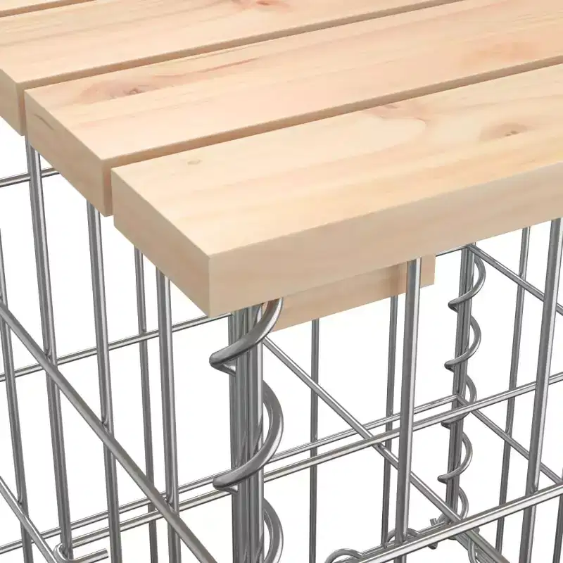 Garden Bench Natural wood, Silver Solid pine wood, Galvanized steel