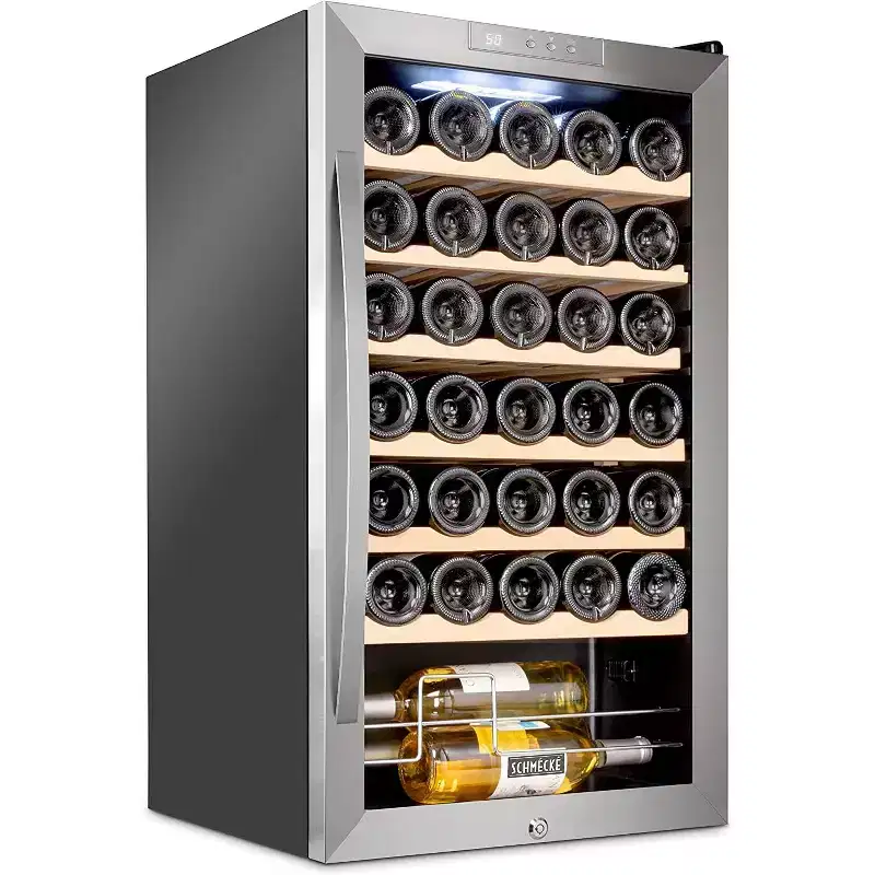 Schmecke 34 Bottle Compressor Wine Fridge & Cooler Refrigerator W/Lock