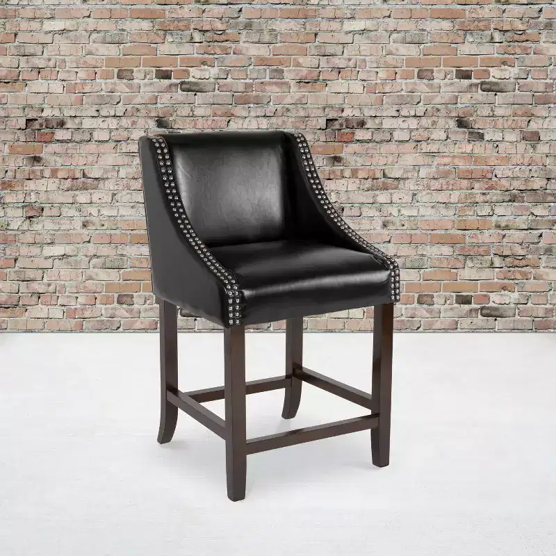 Flash Furniture Carmel Series 24 High Transitional Wood Counter Height Stool with Accent Nail Trim