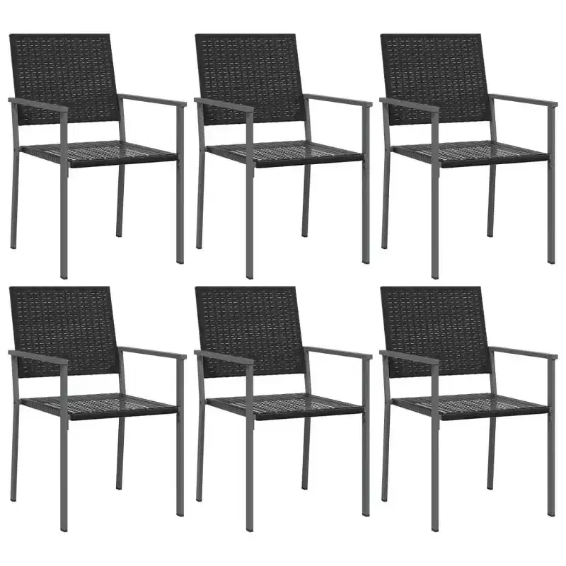 vidaXL Garden Chair Set of 6 PE rattan, powder-coated steel Medium