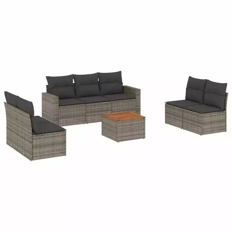 vidaXL Patio Sofa Set with Cushions Outdoor Furniture 8 Piece Poly Rattan