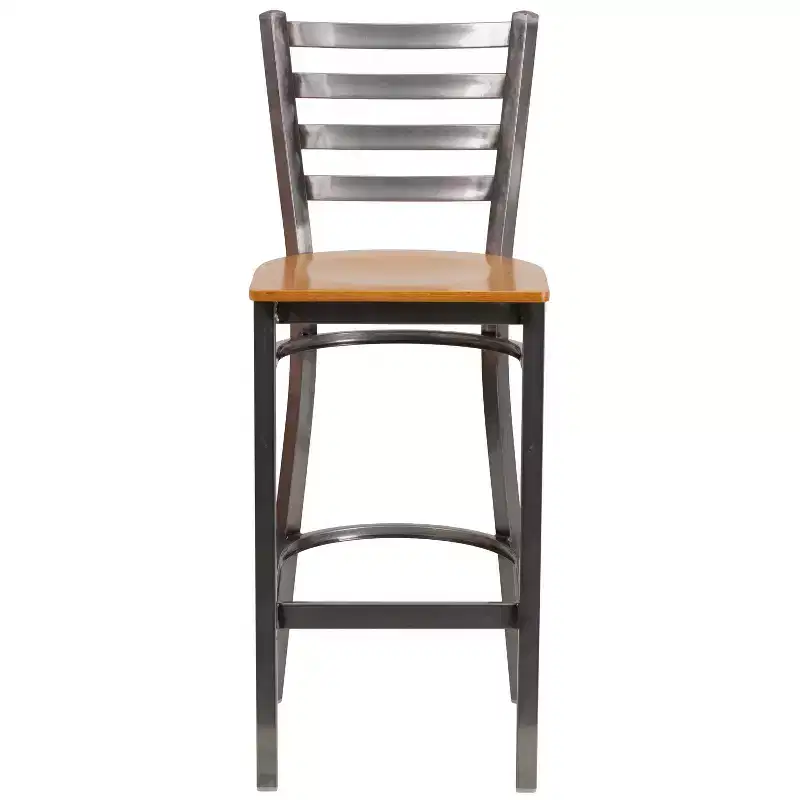 2 Pack Clear Coated Ladder Back Metal Restaurant Barstool