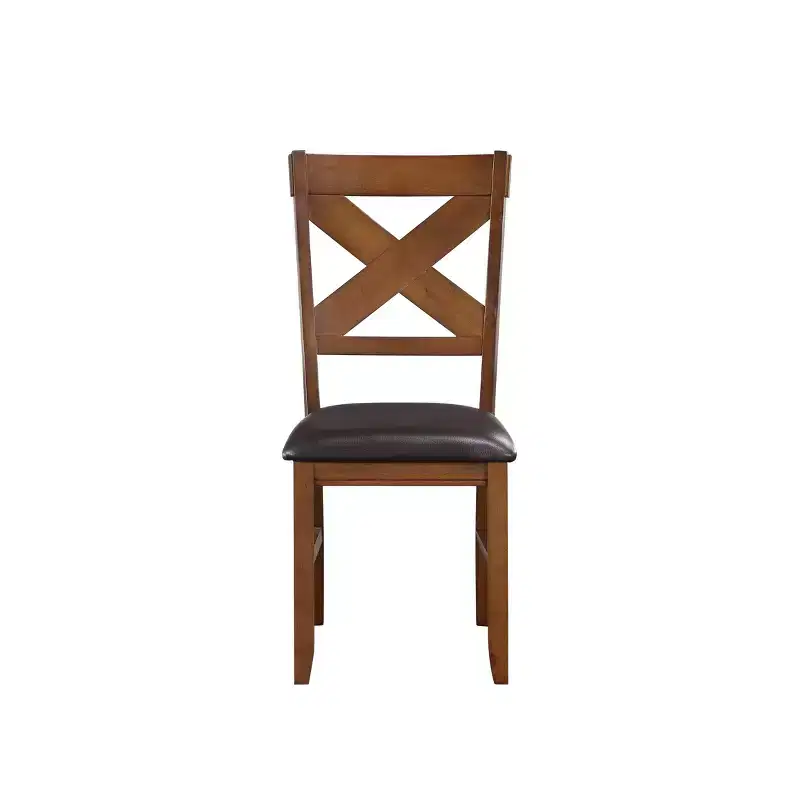 Acme Furniture Set of 2 Apollo Side Dining Chair Walnut & Espresso Faux Leather: Rubberwood Frame, Foam Fill