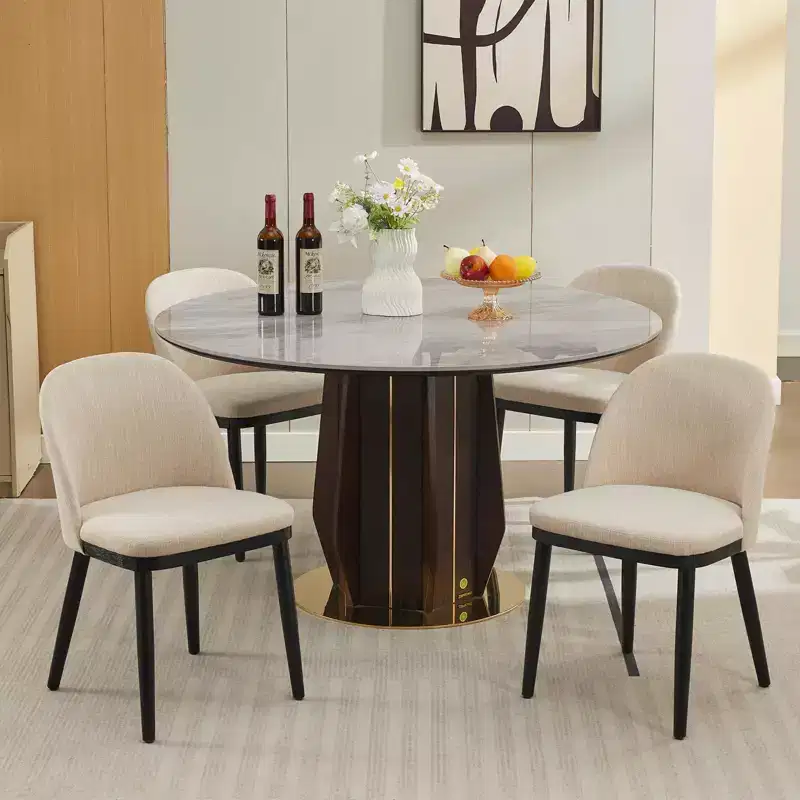 Dining Chairs Set of 4/6, Upholstered Kitchen Dining Room Chair, Linen Fabric Farmhouse Dinner Chair with Leveling Feet for Dining Room, Living Room