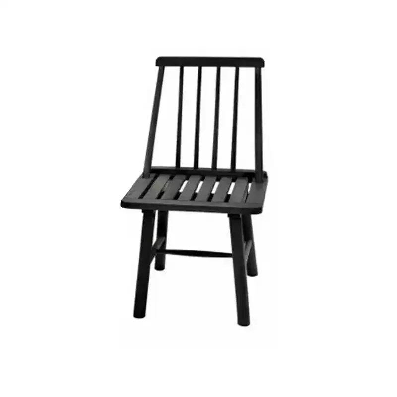250 Pound Capacity Robust Classic Design Farmhouse Armless Indonesian Hardwood Chair for Indoor or Outdoor Use, Black