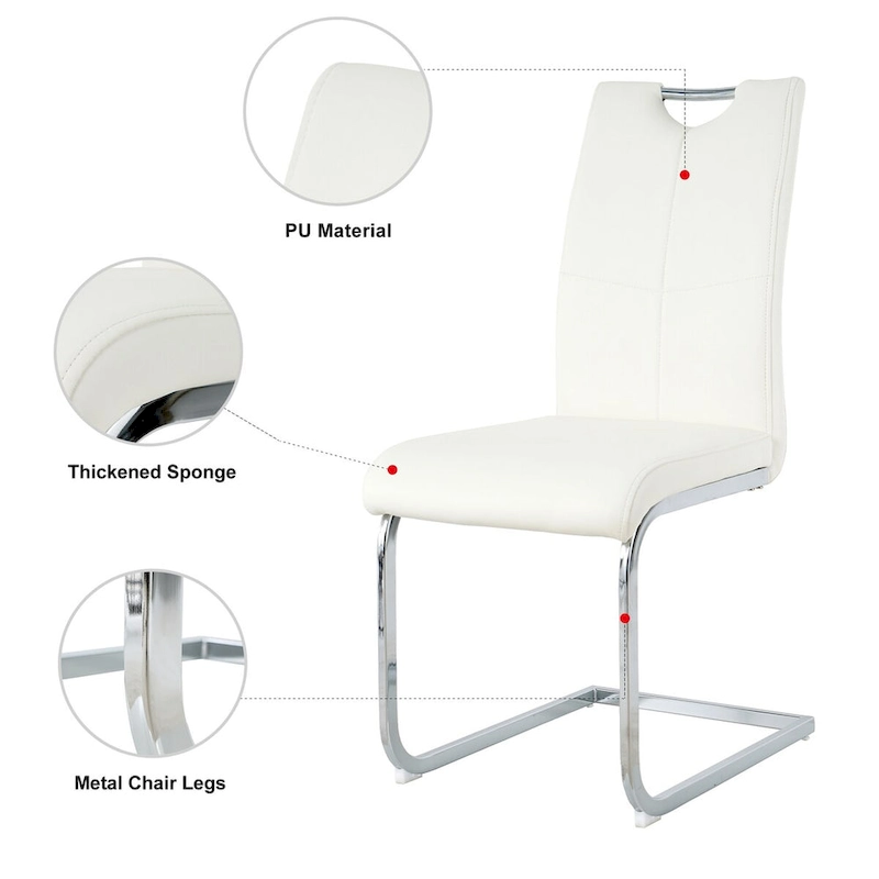 Set of 6,Dining Chairs with Faux Leather Padded Seat Upholstered with Chrome Metal Legs Side Chairs