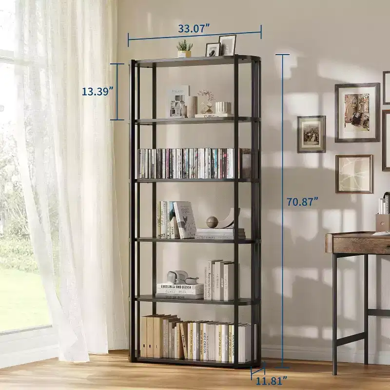 71 5 Tier Bookshelves,Freestanding Display Storage Shelves Tall Bookcase for Bedroom, Living Room and Office