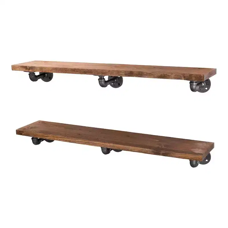 Autumn Brown 36 in. Shelves with L-Shaped Brackets by