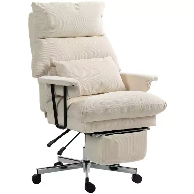 Executive Office Chair with Lumbar Support, Footrest, High Back Reclining Overstuffed Desk Chair with