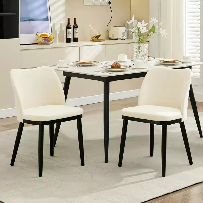 Upholstered Dining Chairs Set of 2  Padded Seat & Back, Wooden Legs, 300 LBS Capacity Chairs for Dining Room, Kitchen, Restaurant, Cafe