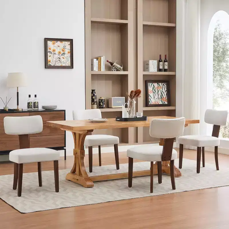 Modern Fabric Dining Chairs, Upholstered Kitchen Chairs with Hardwood Frame, Wood Legs, Nailhead Trim