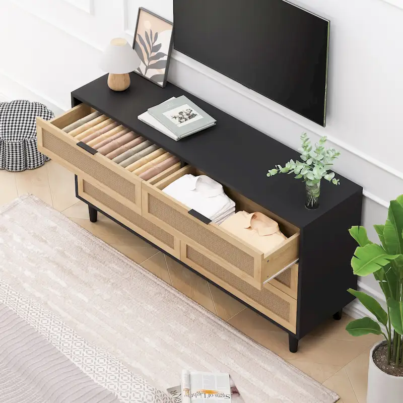 6-Drawer Rattan Storage Cabinet