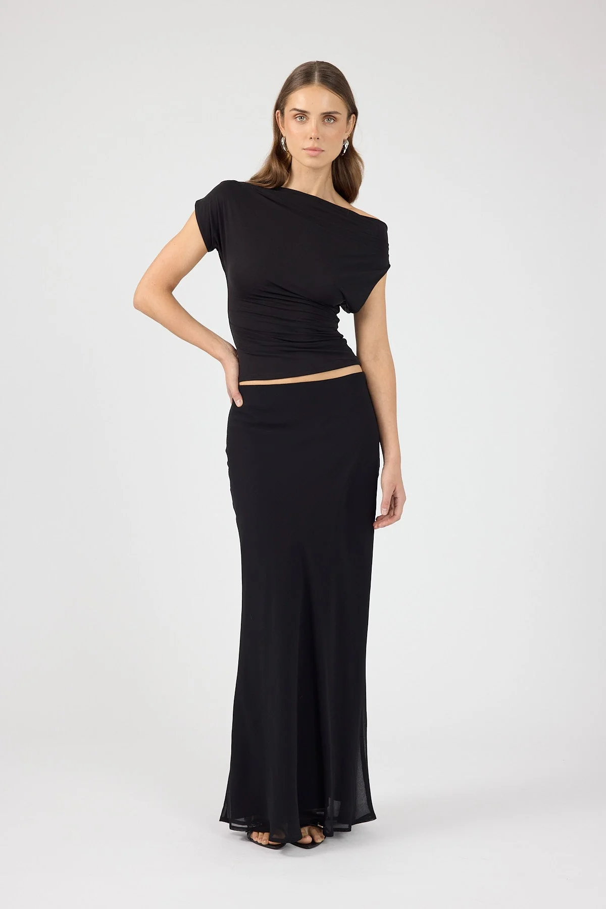 Chiffon Maxi Skirt Black