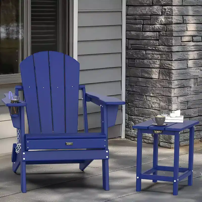 VINGLI Outdoor Patio Side Table, Plastic Waterproof HDPE Adirondack Coffee End Tables, All Weather for Patio, Backyard, Pool, Indoor Use