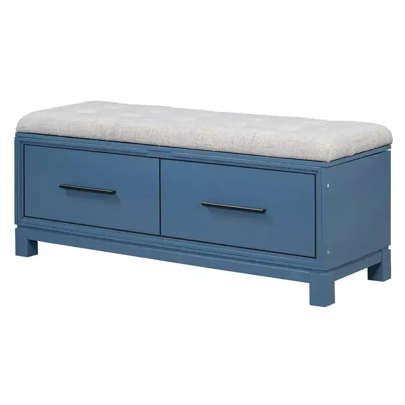 TUYOHW Shoe Bench with Removable Cushion, Entryway Bench with Hidden Storage for Living Room, Entryway and Hallways, Navy