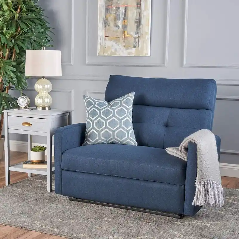Modern Fabric Double Seat Recliner Chair with Plush Cushions by Christopher Knight Home